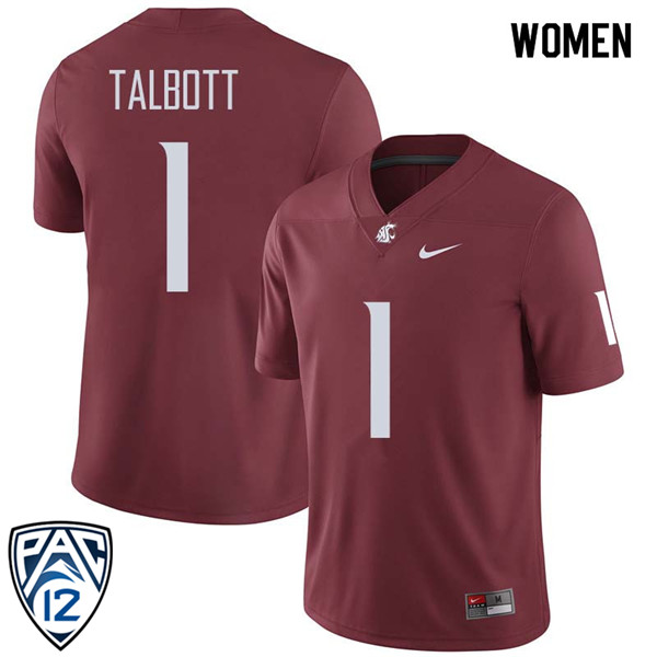Women #1 Josh Talbott Washington State Cougars College Football Jerseys Sale-Crimson